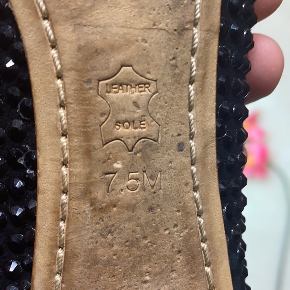 Tory Burch Solid Black Studded Ballerina Flats Bow Accent Color: Black Size: 7.5 - Picture 11 of 15